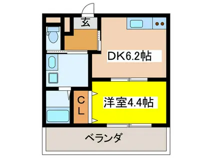 一条通共同計画(1DK/1階)の間取り写真