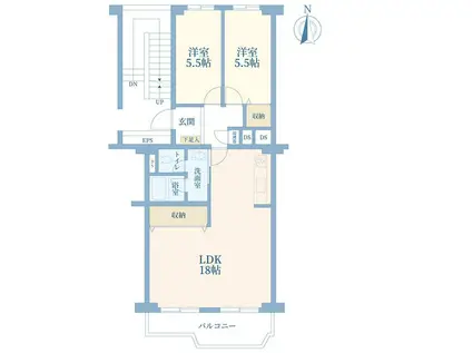 ドルフ青葉台2号棟(2LDK/4階)の間取り写真