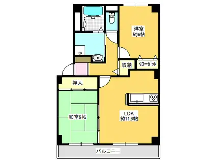 ボナール木太(2LDK/1階)の間取り写真