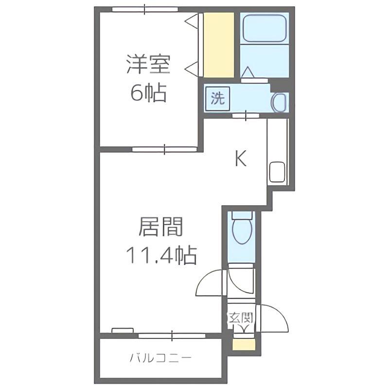 平岸壱番館(1LDK/4階)の間取り写真