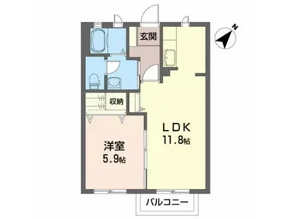 ウィングアヴェニュー(1LDK/1階)の間取り写真