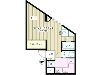 JOYCE山王(1K/2階)の間取り写真