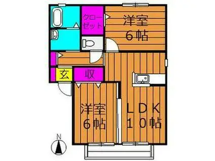 エバーグリーンオーク(2LDK/1階)の間取り写真