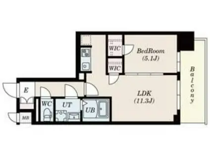 S-RESIDENCE日本橋QUALIER(1LDK/3階)の間取り写真