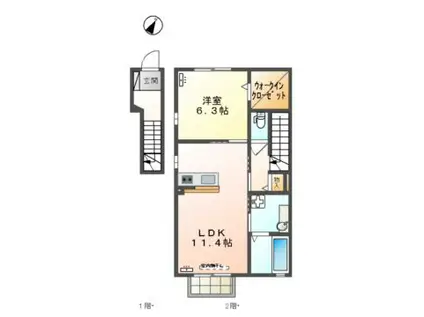 セジュール下郷 A(1LDK/2階)の間取り写真