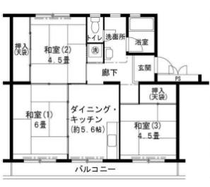 ビレッジハウス志染10号棟(3DK/1階)の間取り写真