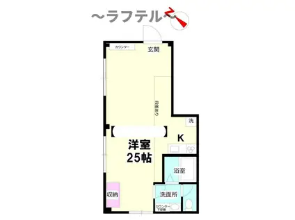 所沢マコトビル(ワンルーム/1階)の間取り写真