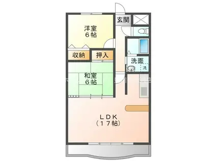 マンションきらら(2LDK/1階)の間取り写真