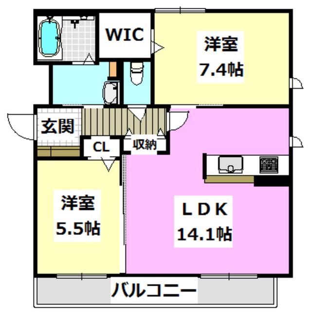 グランフローラ(2LDK/2階)の間取り写真
