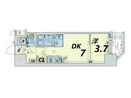 スワンズシティ神戸ウエスト(1DK/4階)の間取り写真