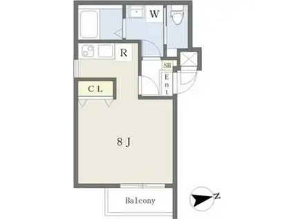 CHERIM高畑 サウス(1K/1階)の間取り写真