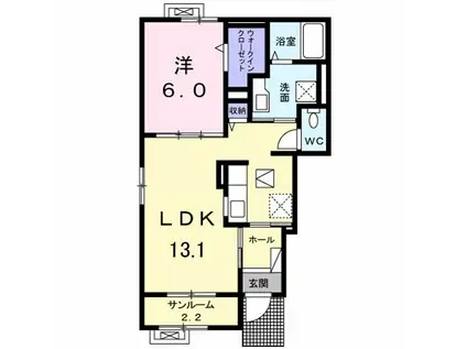 アプリコット B(1LDK/1階)の間取り写真