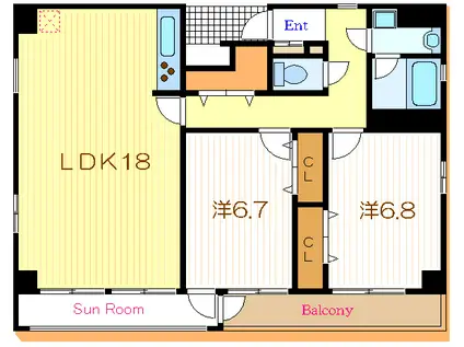 ジェネラス・パレス(2LDK/5階)の間取り写真