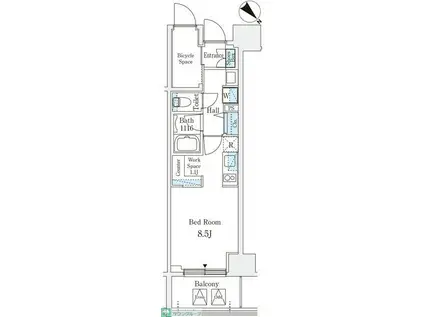 リテラス西日暮里(ワンルーム/7階)の間取り写真