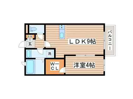 アーシャル八乙女(1LDK/1階)の間取り写真