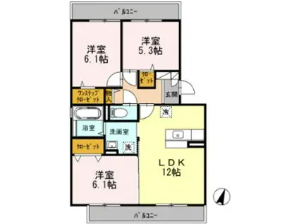 スカイハイム(3LDK/2階)の間取り写真