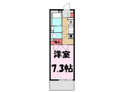 東武野田線 大宮公園駅 徒歩6分 3階建 築9年(1K/2階)の間取り写真