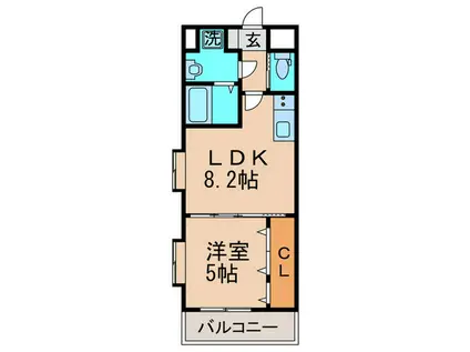 ギャラン医生ヶ丘(1LDK/3階)の間取り写真