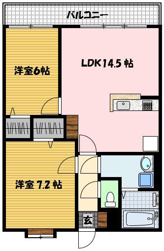 MODERN PALAZZO 文教(2LDK/2階)の間取り写真