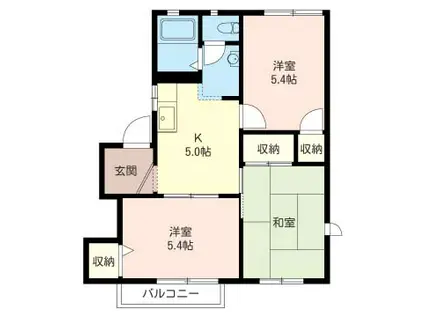 ベルカーサ(3K/2階)の間取り写真