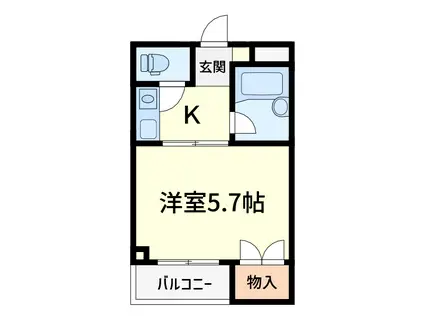 ハイツ富田(1K/2階)の間取り写真