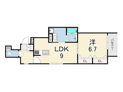 尼崎市南武庫之荘3丁目ヘーベルメゾン(1LDK/2階)の間取り写真