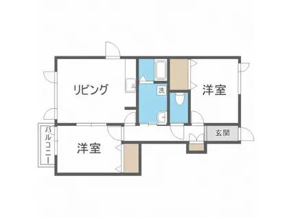 HIGH CORPORATE(2LDK/2階)の間取り写真