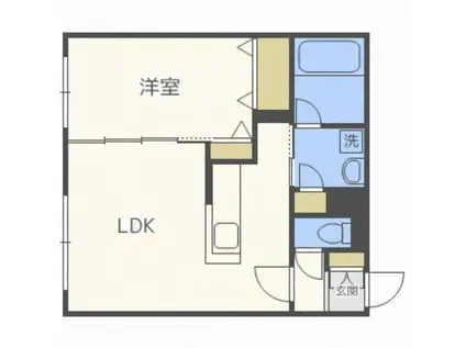 地下鉄東西線 西１８丁目駅 徒歩6分 4階建 築7年(1LDK/2階)の間取り写真