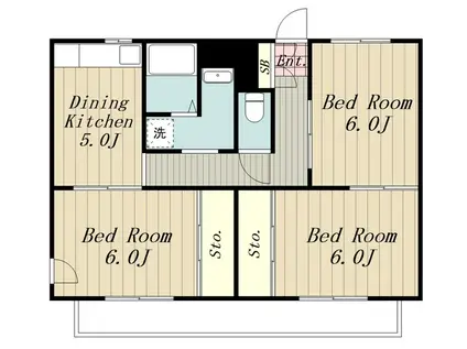 ビレッジハウス下九沢(3DK/4階)の間取り写真
