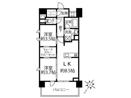 クリオラベルヴィ横濱サウス(2LDK/8階)の間取り写真