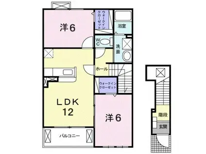 モデッサ・リーノB(2LDK/2階)の間取り写真