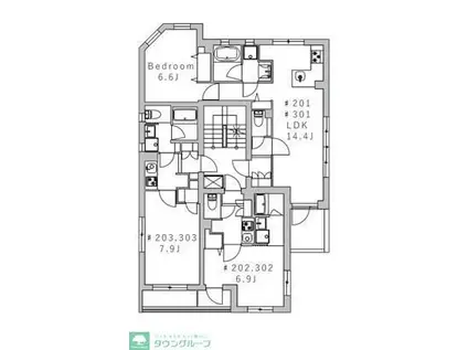 GRANDUO高円寺IV(1K/2階)の間取り写真