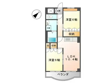 ナーサリー湘南(2LDK/3階)の間取り写真