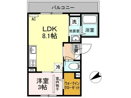 レジデンス木の実小路(1LDK/3階)の間取り写真