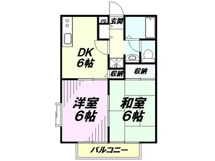 タナカ第5パナハイツ(2DK/2階)の間取り写真