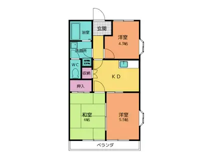 ダイアナポリス鳥居II(3DK/2階)の間取り写真