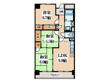 サニーヒル忍ヶ丘(3LDK/8階)の間取り写真