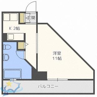 AMSTOWER南6条(1K/11階)の間取り写真