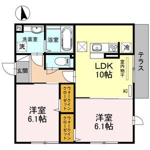 クローバー友井(2LDK/1階)の間取り写真