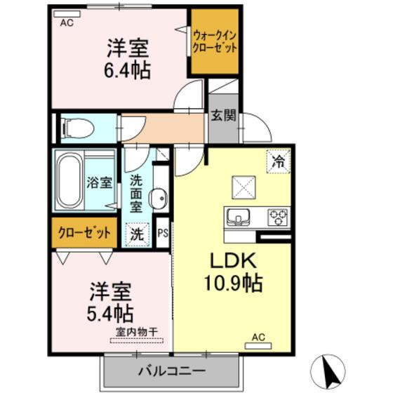 サンシャイン永添(2LDK/2階)の間取り写真