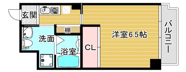 JJ COURT 市元(1K/6階)の間取り写真