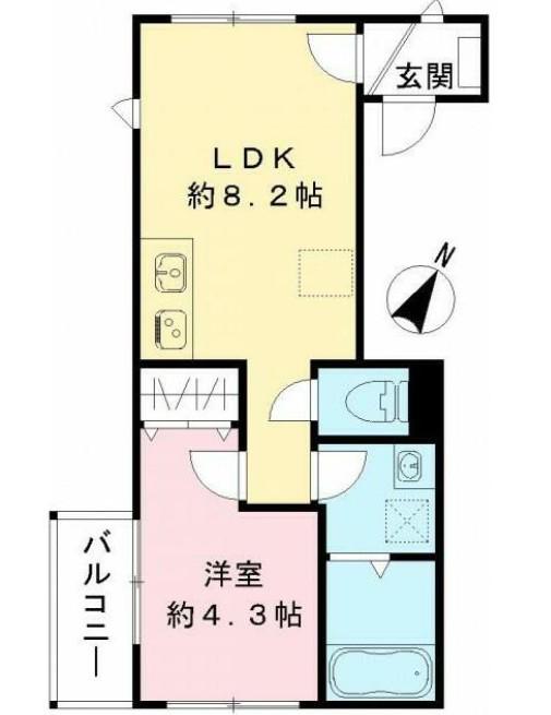 六本木ルガロ(1LDK/2階)の間取り写真