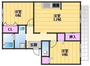 レストハイツ旭(1LDK/2階)の間取り写真