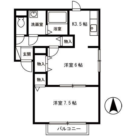 ハイセレール秀(2K/1階)の間取り写真