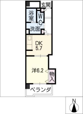 レジデンス勝南(1DK/7階)の間取り写真