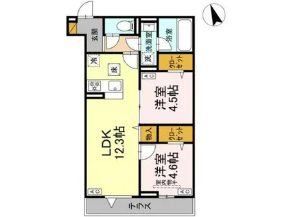 D-STELLA(2LDK/1階)の間取り写真