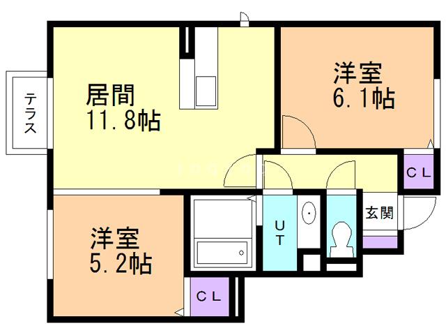 メール ママン(2LDK/1階)の間取り写真