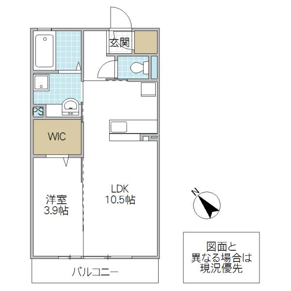 パークドオートムD棟(1LDK/3階)の間取り写真