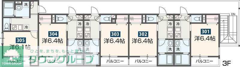 MELDIA西浦和II(1K/3階)の間取り写真