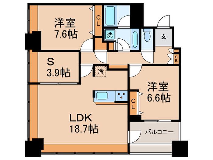 レジディアタワー上池袋(2SLDK/13階)の間取り写真